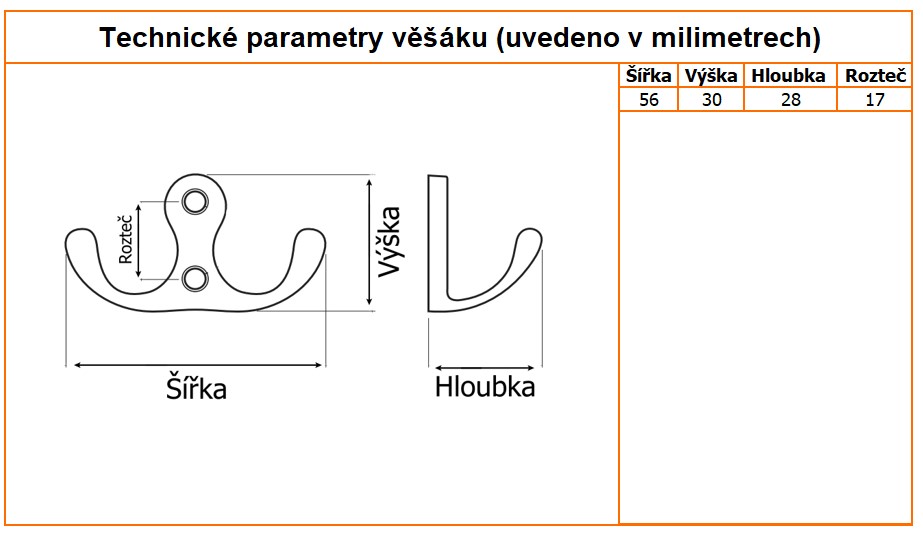 nabytkovy vesak lungo maly technicke parametry